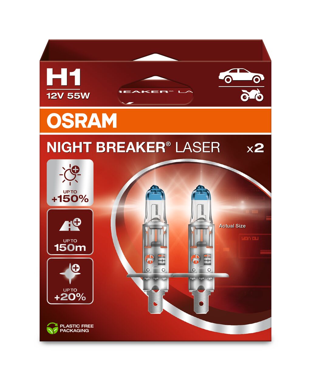 OSRAM NIGHT BREAKER LASER H1 12V DUOBOX ECO (EX 64150NL-HCB)
